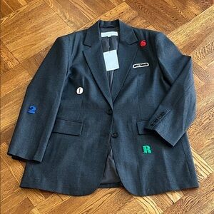 Gender Neutral Oversized Wool Gray Blazer by emerging designer URLAZH